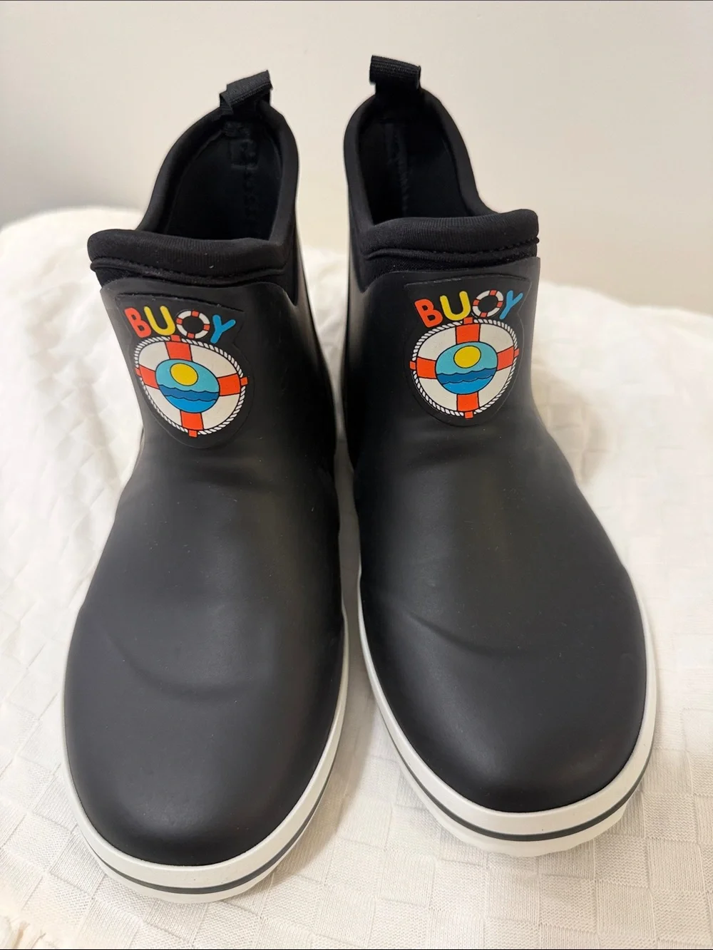 BUOY BOOTS Kids Black Waterproof Slip-On Rain Shoes